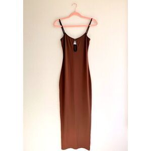 Princess Polly Keyhole Neckline Bodycon Slip Maxi Dress in Brown size 2 XS - S